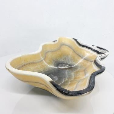 Modernist Stone Onyx Decorative Bowl Organic Free Form Art Sculpture 