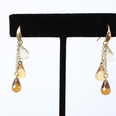 delicate yellow topaz 14K gold drop earrings • Italian gold dangle earrings with faceted stones 