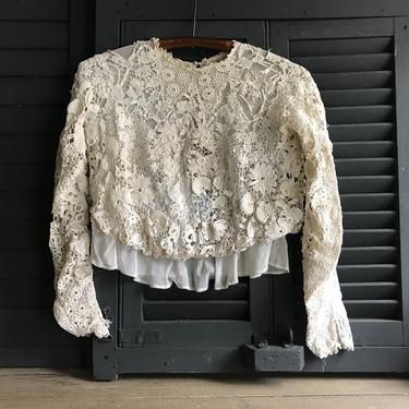 Edwardian Lace Blouse, French Guipure d'Irlande  Lace Bodice, Period Clothing, Restoration Project 