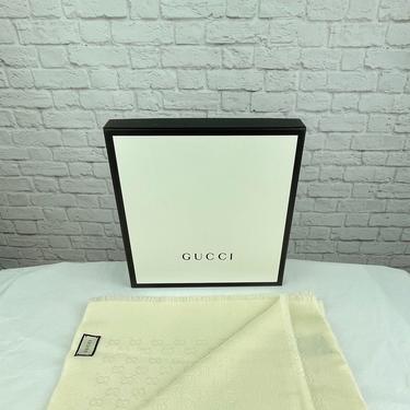 Gucci Cashmere Logo Print Scarf, Cream