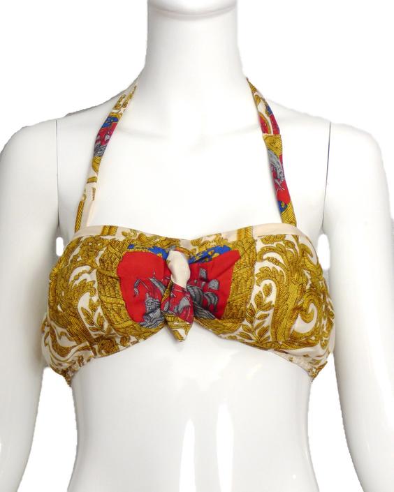 Example Pure Emptiness HERMES-1950s Silk Scarf Bra Top, Size-6 from Vintage Martini of Dallas, TX  | ATTIC