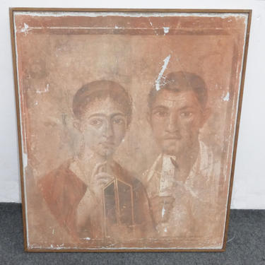 Italian Fresco Painting The two Students Pompeii 70/79 A.D.Reproduction 993/106 