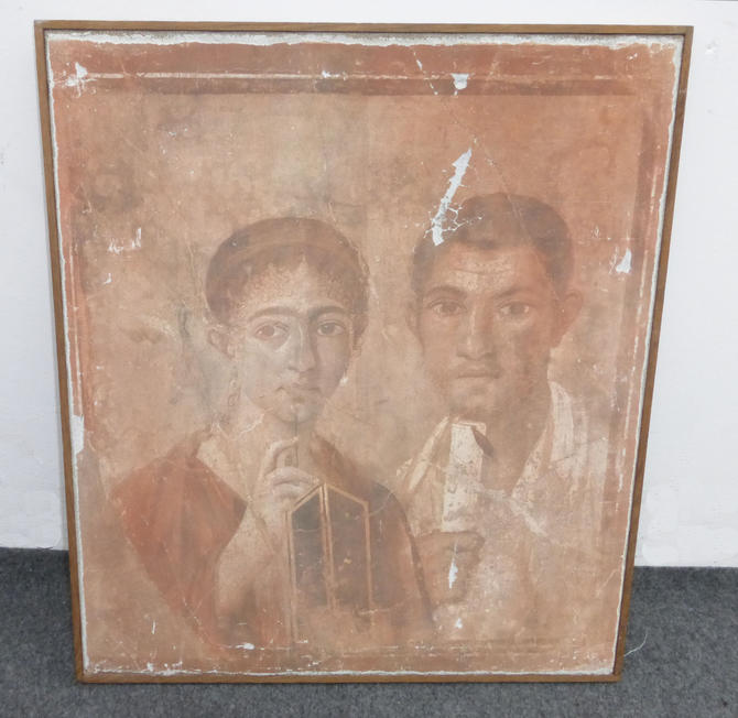 Italian Fresco Painting The two Students Pompeii 70/79 A.D.Reproduction 993/106 