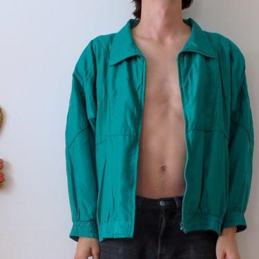 m/l 80s 90s green silk jacket quilted zip up bomber jacket silk bomber jacket silk pattern jacket womens large mens medium zip up jacket 