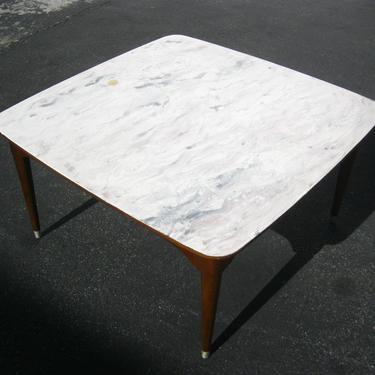 Vintage B.P. John Danish Mid Century Coffee Table ~ White Faux Marble Top 
