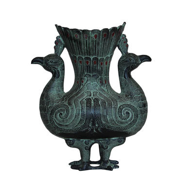 Chinese Oriental Green Bronze-ware Peacock Home Decor Display cs3758E 