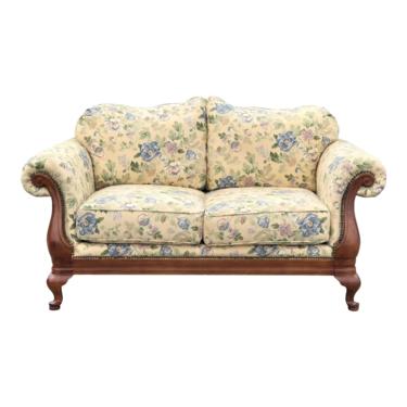 Traditional Broyhill Hill Rolled Arm Floral Loveseat 