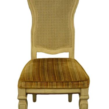 Stanley Furniture Cream / Off White Painted French Provincial Cane Back Dining Side Chair 
