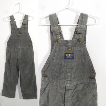 Vintage 80s Kids Oshkosh Gray Corduroy Overalls Made In USA Size 4T 
