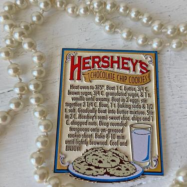 Vintage Hershey Chocolate Chip Cookie Recipe Refrigerator Magnet // Chocolate Chip Cookie Lover, Gift // Baker Gift 
