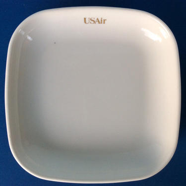 Pair of Vintage US Air First Class Snack Plates Airline Plates -- Retro Airline Cool! 