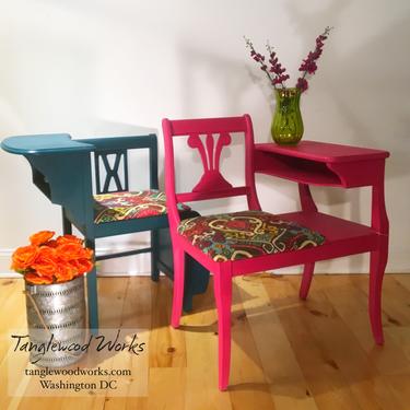 Turquoise and Pink Gossip Telephone Tables