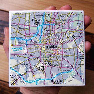 2000 Tehran Iran Map Coaster. Iran Gift Tehran Map. Vintage Iranian Décor. Middle East Gift. World Travel Décor Middle Eastern Vintage Atlas 