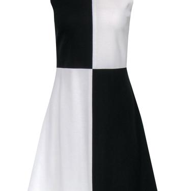 Misook - Black & White Colorblocked Sleeveless A-Line Dress Sz S
