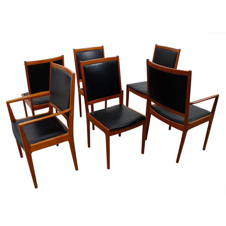 Kofod Larsen Set of 6 Tall & Wide Danish Teak Dining Chairs