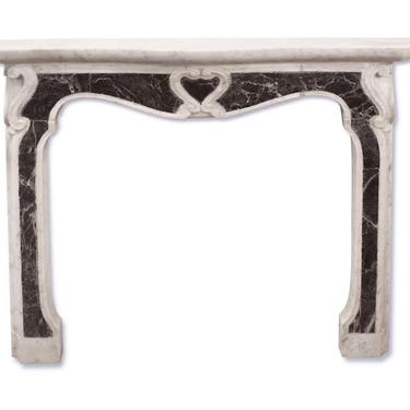 Antique French Marble Mantel with Center & Side Scroll Motif