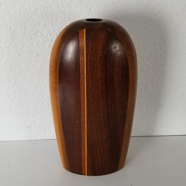 La Montagna Mid-Century Art Turned Wood Vase . 