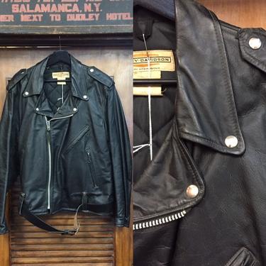 Vintage 1960’s “Harley Davidson” Motorcycle Leather Jacket, Vintage Harley, Black Leather, Belt, Vintage Clothing 