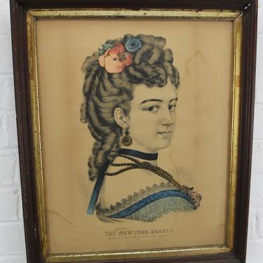 The New York Beauty by Currier &amp; Ives Color Lithograph Print - 15.5 x 18.5&amp;quot; 