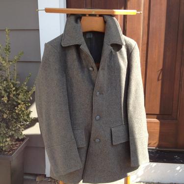 1955 Swiss Army Wool Coat, Grey Fitted Peacoat, Field Jacket, Mens Wool Coat, Size 40 Chest 