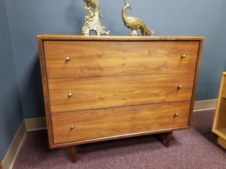 Mid-Century Modern walnut three drawer dresser