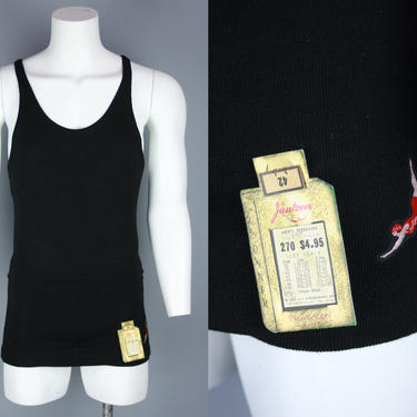 1920s DEADSTOCK Wool Swimsuit | Vintage 20s Men's JANTZEN One Piece with Tags Attached | medium 