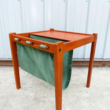 Vtg DANISH MODERN TEAK MAGAZINE RACK SIDE TABLE Mid Century Chair Sofa Art RETRO