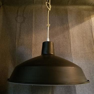 16 In. Plug-In Matte Black Indoor Pendant Light with Pull Chain