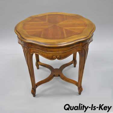 Vtg Country French Provincial Walnut Accent Side End Table Turtle Top 24" H