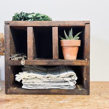 Rustic Wood Box | Small Wood Cubby | Small Wood Box | Spice Rack | Countertop Storage | Desktop Storage | Divided Box 