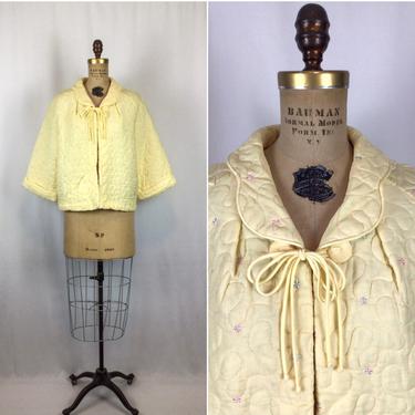 Vintage 50s bed jacket | Vintage yellow quilted bed jacket | 1950s Barbizon lingerie bed coat 