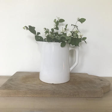 Beautiful white, cream vintage  French ironstone  Digoin pitcher, vase 