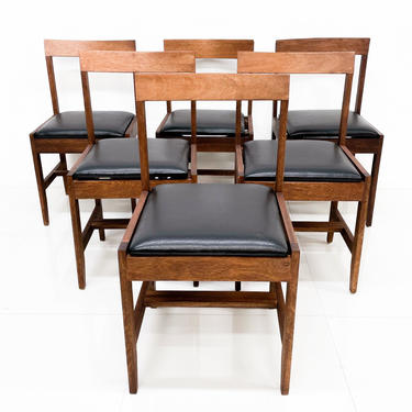 Mid Century Modern Set of Six (6) Dining Chairs Clean Modern Lines 