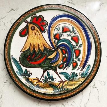Vintage Gerbruder Haas Kunst Keramik Liechtenstein Hand-painted Ceramic Plate Mid-Century, Antique Rooster Handmade Ceramic Pottery Plate by LeChalet