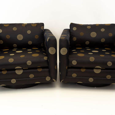 Harvey Probber Mid Century Modern Swivel Club Lounge Chairs - Matching Pair - mcm 