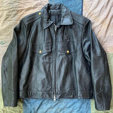 RAD 1970s Police Leather Jacket L XL Made In USA Ideal Zipper Motorcycle Workwear Americana 