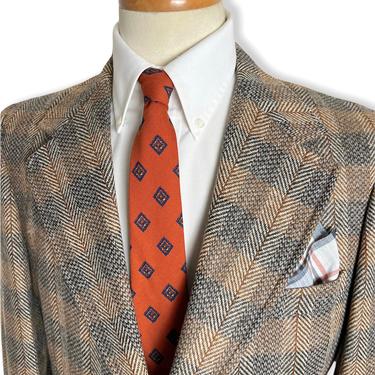 Vintage 1970s 100% WOOL TWEED Blazer ~ 40 R ~ Herringbone ~ jacket / sport coat ~ Preppy / Trad / Ivy Style 