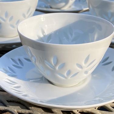 MCM Arabia Rice Grains Porcelain Demitasse Cups Saucers Set of Eight 