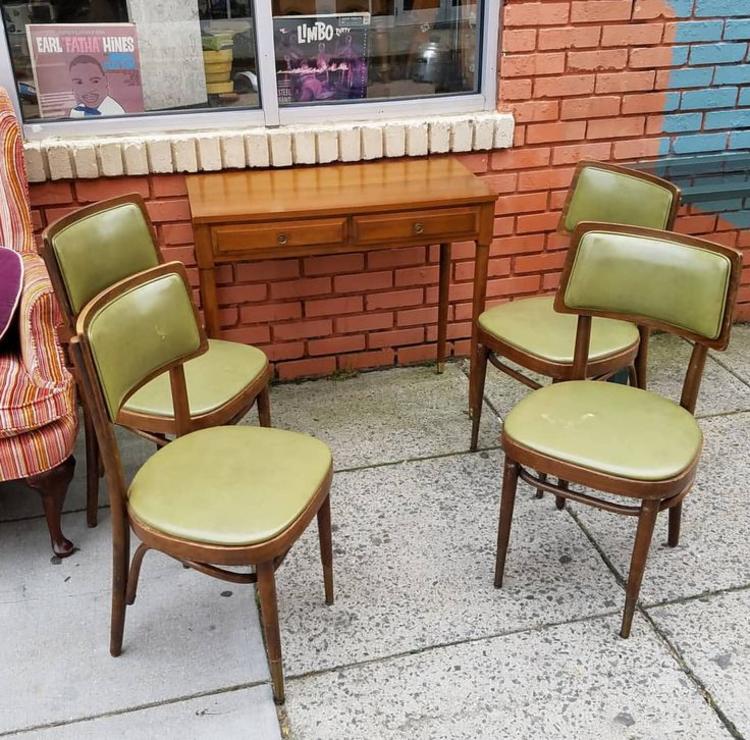SOLD. Four Bentwood Cafe Chairs, $150 all four. Extension Sofa Table w 3 leaves, $146.