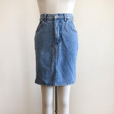 Light Blue Denim Pencil Skirt - Vintage Guess by Marciano - 1990s 