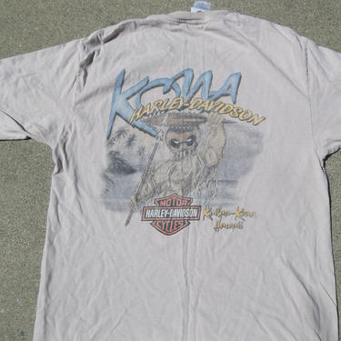 Harley Davidson T-shirt Kona Hawaii Biker Legendary Huge Logo Distressed Faded Worn In Grunge Biker Clothing Collectors Large 