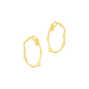 Oval Komu Earrings, Gold Vermeil