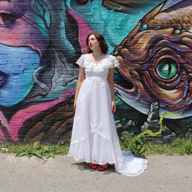 70s short wedding dress vintage 1970s wedding set // bright white satin + lace early 70s angel sleeve mini dress, sheer palazzo pants + matching undies // size XS