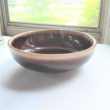 VINTAGE Brown Drip Bowl// Kathy Kale Stoneware Brown Farmhouse Decor Large Bowl 
