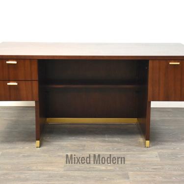 Walnut And Brass Modern Desk Made By Myrtle 