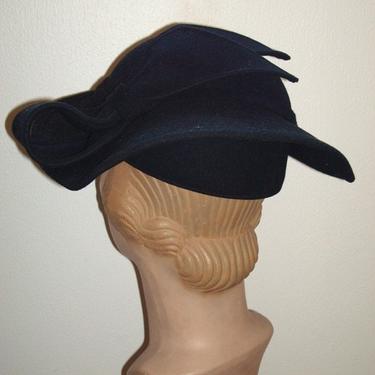 Vintage Jack McConnell Hat Black Sculptural Bow 