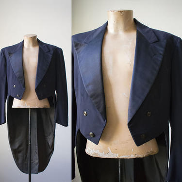 Vintage 1940s Mens Tuxedo Jacket with Tails / Vintage Penguin Suit Jacket / 1940s Menswear / 1940s Tux Jacket with tails 