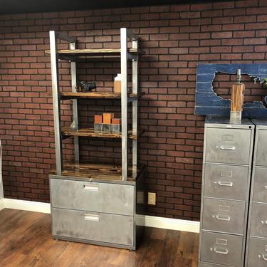 Bookshelf Cabinet - Industrial Rustic / Office Furniture / Steel and Wood / Office Organizer / Rustic Office / Industrial office furniture 