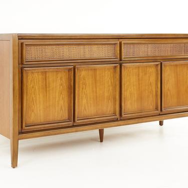 Founders Style Mid Century Walnut Basket Woven Front Credenza Buffet - mcm 