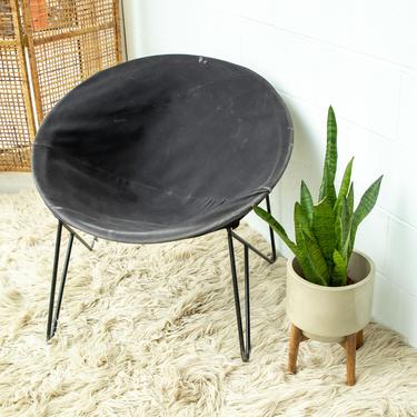 Black Folding Metal Canvas Hedstrom Midcentury Saucer Folding Chair 